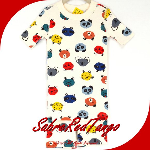 NWT Hanna Andersson Organic Short Johns Pajamas Cuddly Critters Print 110 5 - Picture 1 of 4